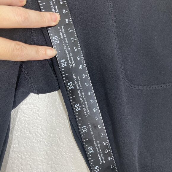 Athleta Pants Womens Medium Petite Black Fleece Lined Leggings Zip Pockets Warm - Picture 12 of 16